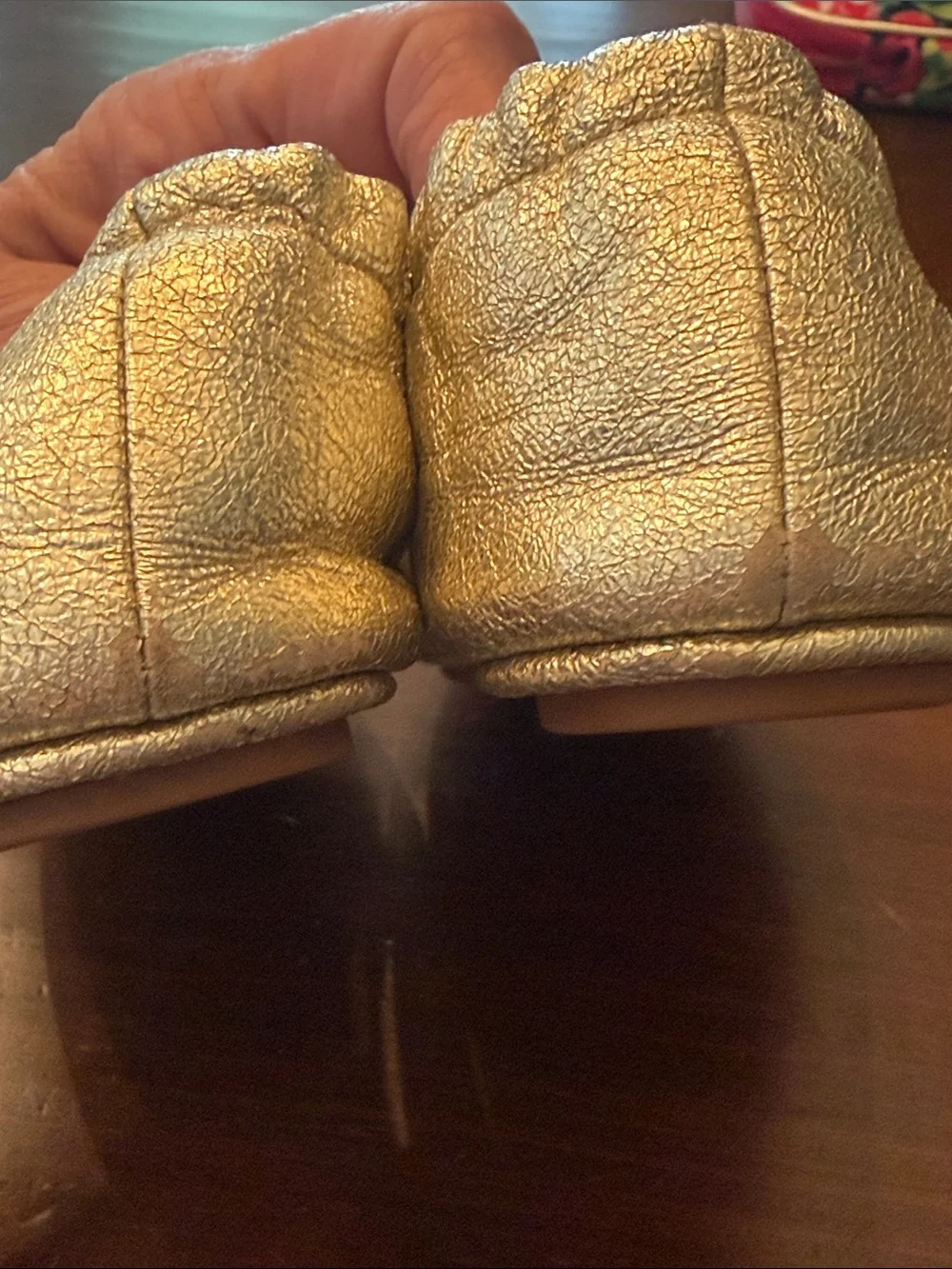 Tory Burch Metallic Gold Logo Ballet Flats